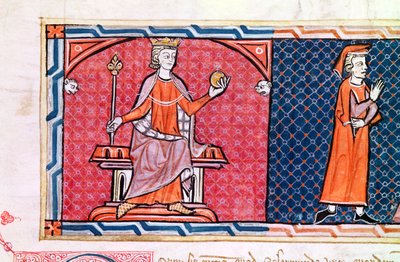 Una mujer prestando juramento ante el Rey James I de Spanish School